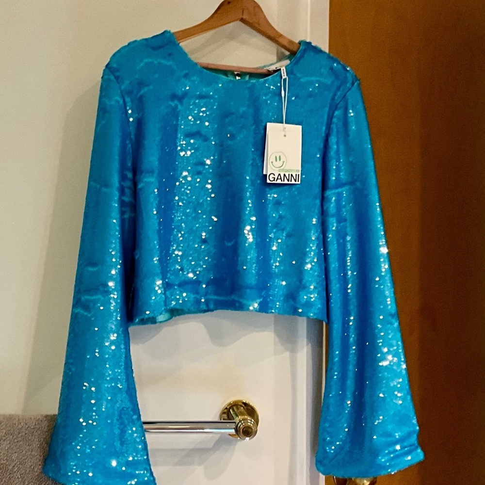 GANNI Cerulean Blue top Size 44